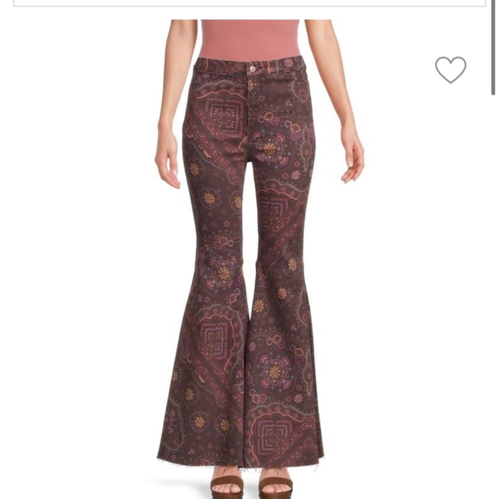 Just Float On Print Flare Jeans
